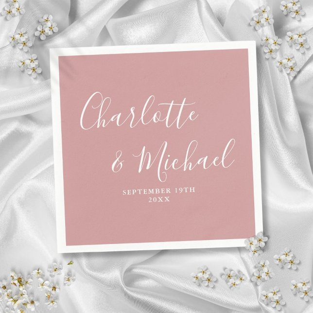 Dusty Rose Elegant Script Minimalist Napkins (Dusty Rose Elegant Script Minimalist Napkins)