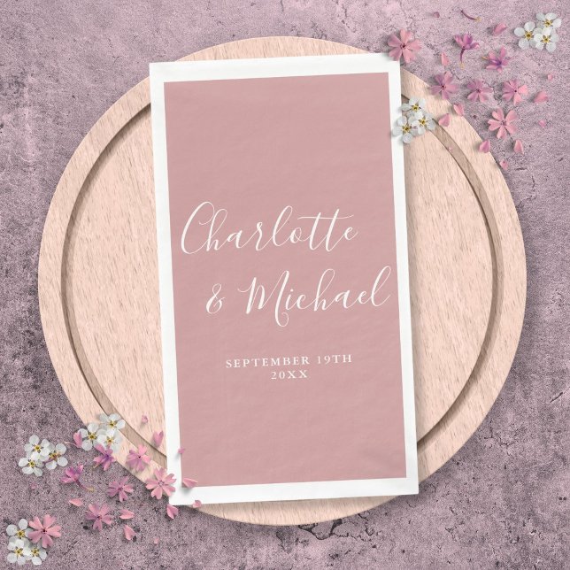 Dusty Rose Elegant Signature Script Wedding Paper Guest Towels (Dusty Rose Elegant Signature Script Wedding Paper Guest Towels)