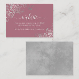 Dusty Rose Elegant Silver Lace Wedding Website Enclosure Card