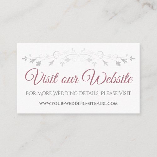 Dusty Rose Elegant Wedding Visit Our Website Card