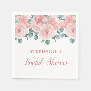 Dusty Rose Eucalyptus Elegant Floral Bridal Shower Napkins