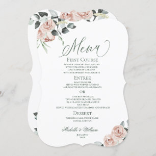 Dusty Rose Eucalyptus Floral Wedding Menu