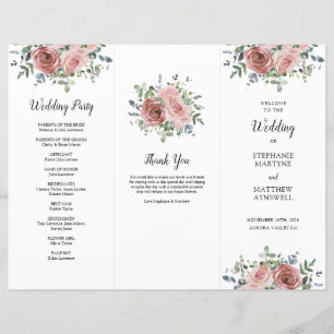 Dusty Rose Eucalyptus Order of Service