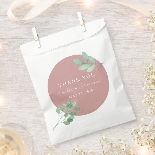 Dusty Rose Eucalyptus Wedding Favor Gift Bag (Clipped)
