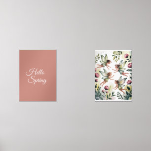 Dusty Rose Fairy Garden Wall Art Set of 2