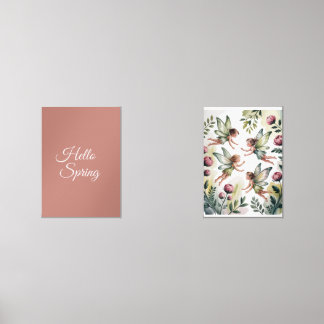 Dusty Rose Fairy Garden Wall Art Set of 2