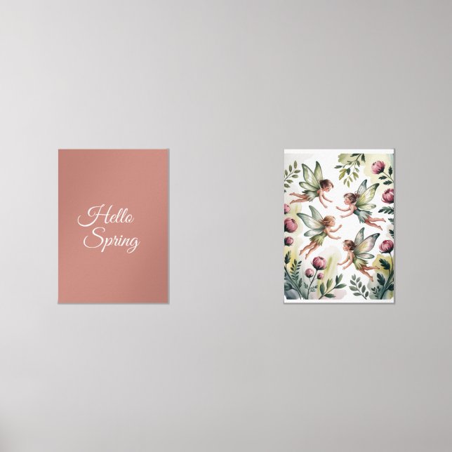 Dusty Rose Fairy Garden Wall Art Set of 2 (Front)