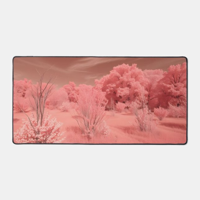 "Dusty Rose Fall Leaves Desk Mat - Minimal Soft Au (Front)