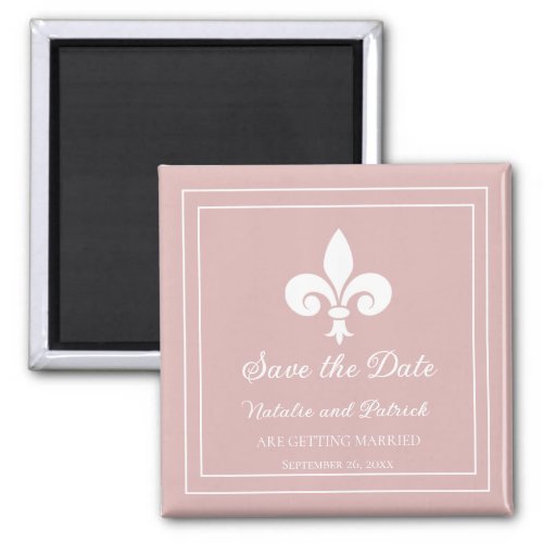 Dusty Rose Fleur de Lis Save the Date Magnet