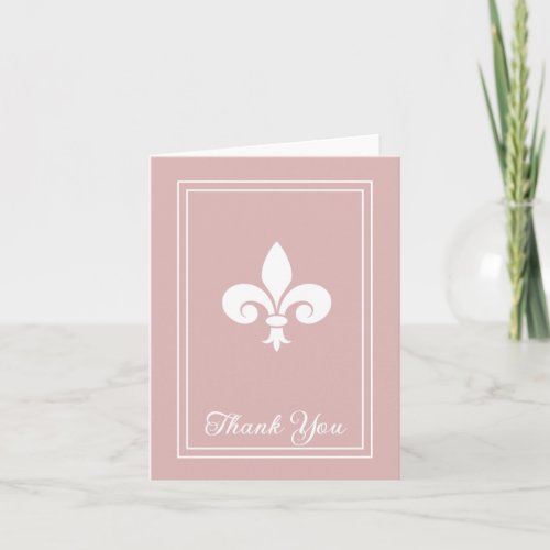 Dusty Rose Fleur de Lis Thank You Card
