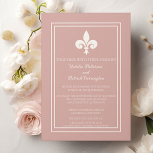 Dusty Rose Fleur de Lis Wedding Invitation