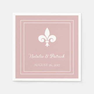 Dusty Rose Fleur de Lis Wedding Paper Napkins