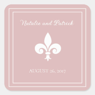 Dusty Rose Fleur de Lis Wedding Stickers