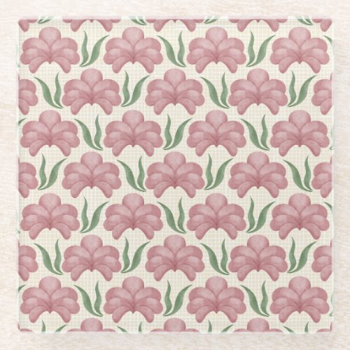 Dusty Rose Flora Glass Coaster