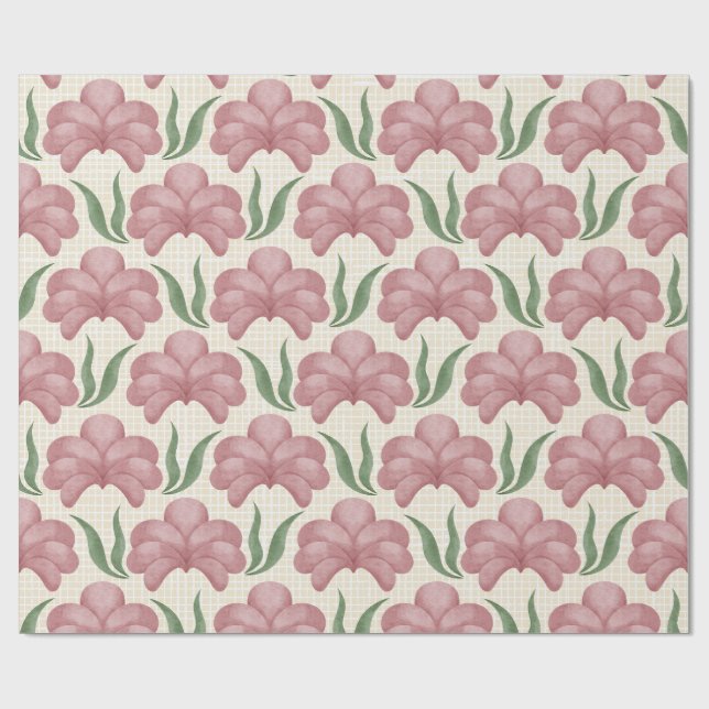 Dusty Rose Flora Wrapping Paper (Flat)