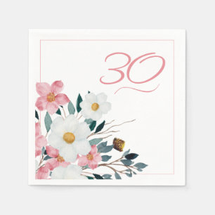 Dusty Rose Floral 30th Birthday Napkins