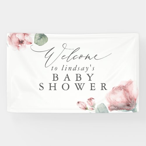 Dusty Rose Floral Baby or Bridal Shower Welcome Banner