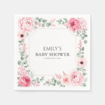 Dusty Rose Floral Baby Shower Paper