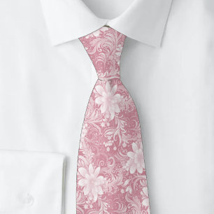 Dusty Rose Floral Batik Neck Tie