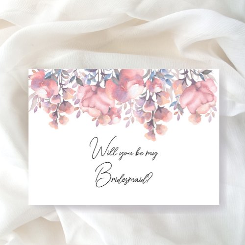 Dusty Rose Floral be bridesmaid proposal  Invitation