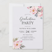 Dusty Rose Floral Blush Pink Graduation Party Invitation (Front)