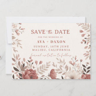Dusty Rose Floral Blush Wedding Save The Date