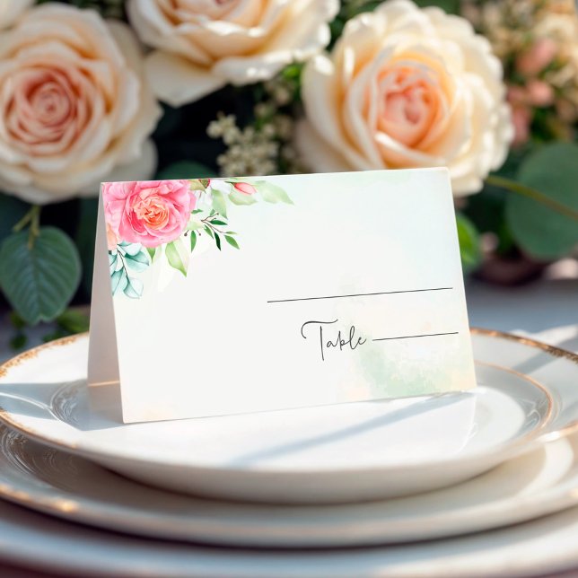 Dusty Rose Floral Boho Wedding Place Card (Creator Uploaded)