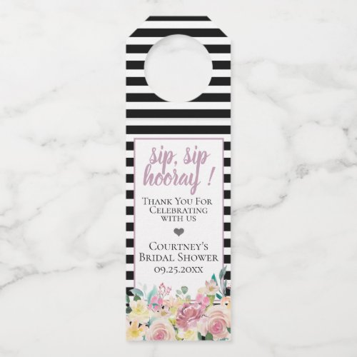 Dusty Rose Floral Bottle Hanger Tag