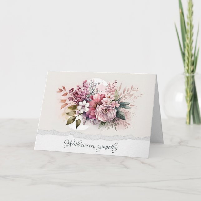 Dusty Rose Floral Bouquet Sympathy Card (Front)
