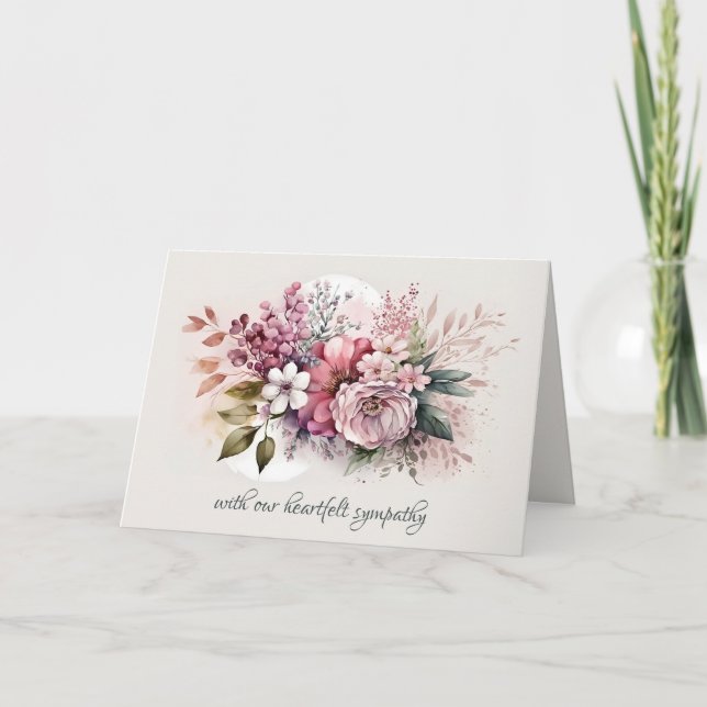 Dusty Rose Floral Bouquet Sympathy Card (Front)