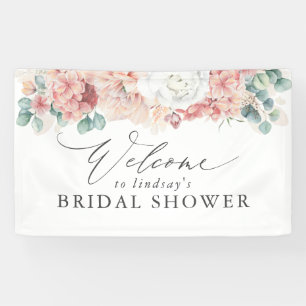 Dusty Rose Floral Bridal / Baby Shower Welcome Ban Banner