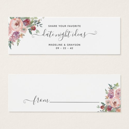Dusty Rose Floral Bridal Shower Date Night Card 