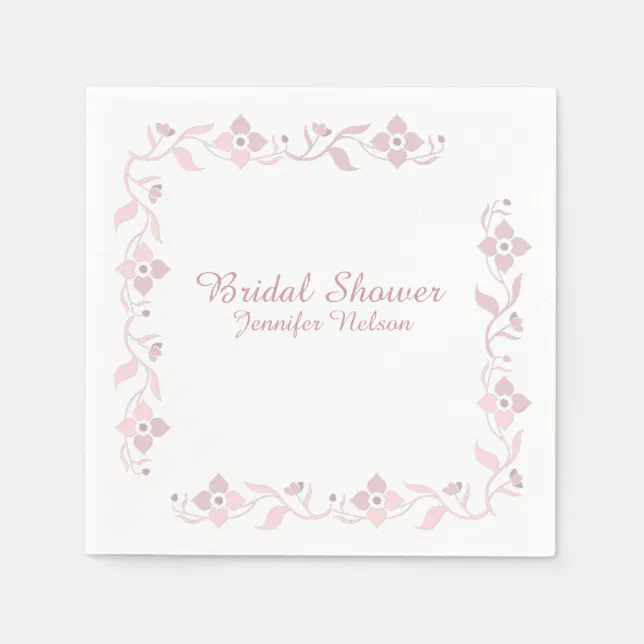 Dusty Rose Floral Bridal Shower Napkins Zazzle 5971