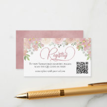 Dusty Rose Floral Bridal Shower Registry QR Code