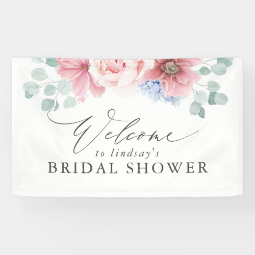 Dusty Rose Floral Bridal Shower Welcome Banner