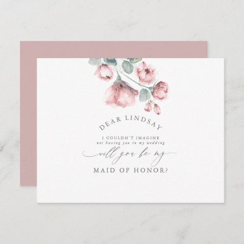 Dusty Rose Floral Bridesmaid _ Maid of Honor Invitation