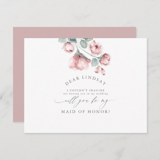 Dusty Rose Floral Bridesmaid - Maid of Honor Invitation | Zazzle.com