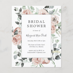 Dusty Rose Floral Budget Bridal Shower Invite Flyer