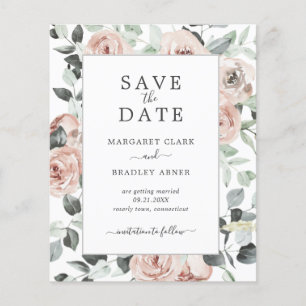 Dusty Rose Floral Budget Wedding Save the Date