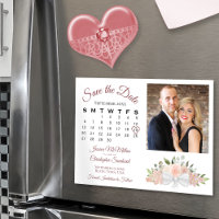 Dusty Rose Floral Calendar Photo Save the Date