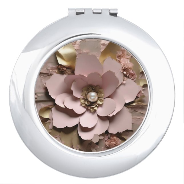 Dusty Rose Floral - Compact Mirror (Front)