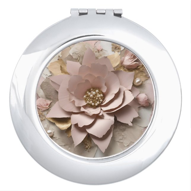 Dusty Rose Floral - Compact Mirror (Front)