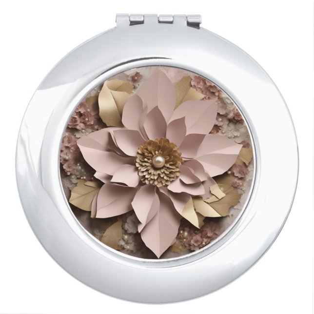 Dusty Rose Floral - Compact Mirror (Front)