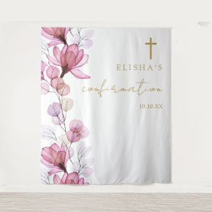 Dusty Rose Floral Confirmation Photo Backdrop