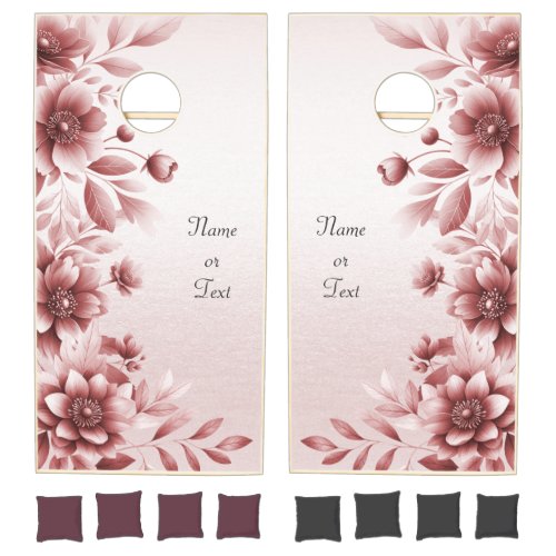 Dusty Rose Floral Cornhole Set