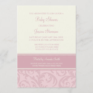 Dusty Rose Floral Custom Baby Shower Invitations