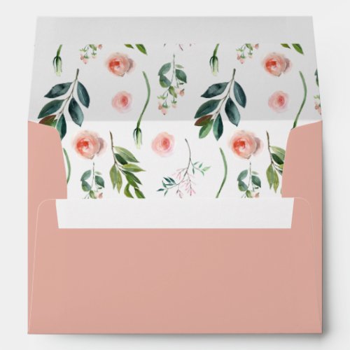 Dusty Rose Floral Design Pattern Return Address Envelope