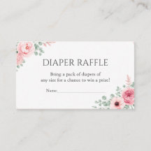 Dusty Rose Floral Diaper Raffle Card