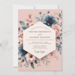 Dusty Rose Floral Elegance Wedding Invitation