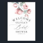 Dusty Rose Floral Elegant Bridal Shower Welcome Poster<br><div class="desc">Dusty pink flowers bridal shower welcome sign</div>